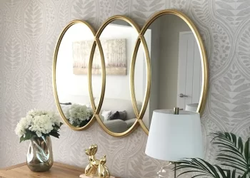 Large Gold Overlapping Triple Oval Wall Mirror 121x81cm – Wall Decor